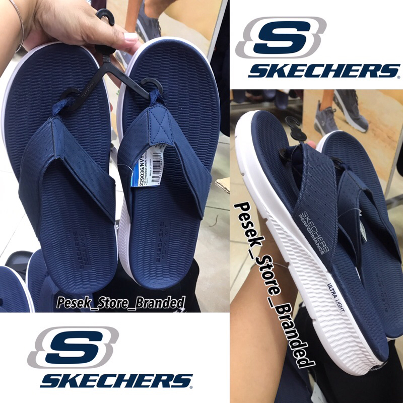 Sandal pria Skechers goga mat ultra light size 44’5 warna navy original sale