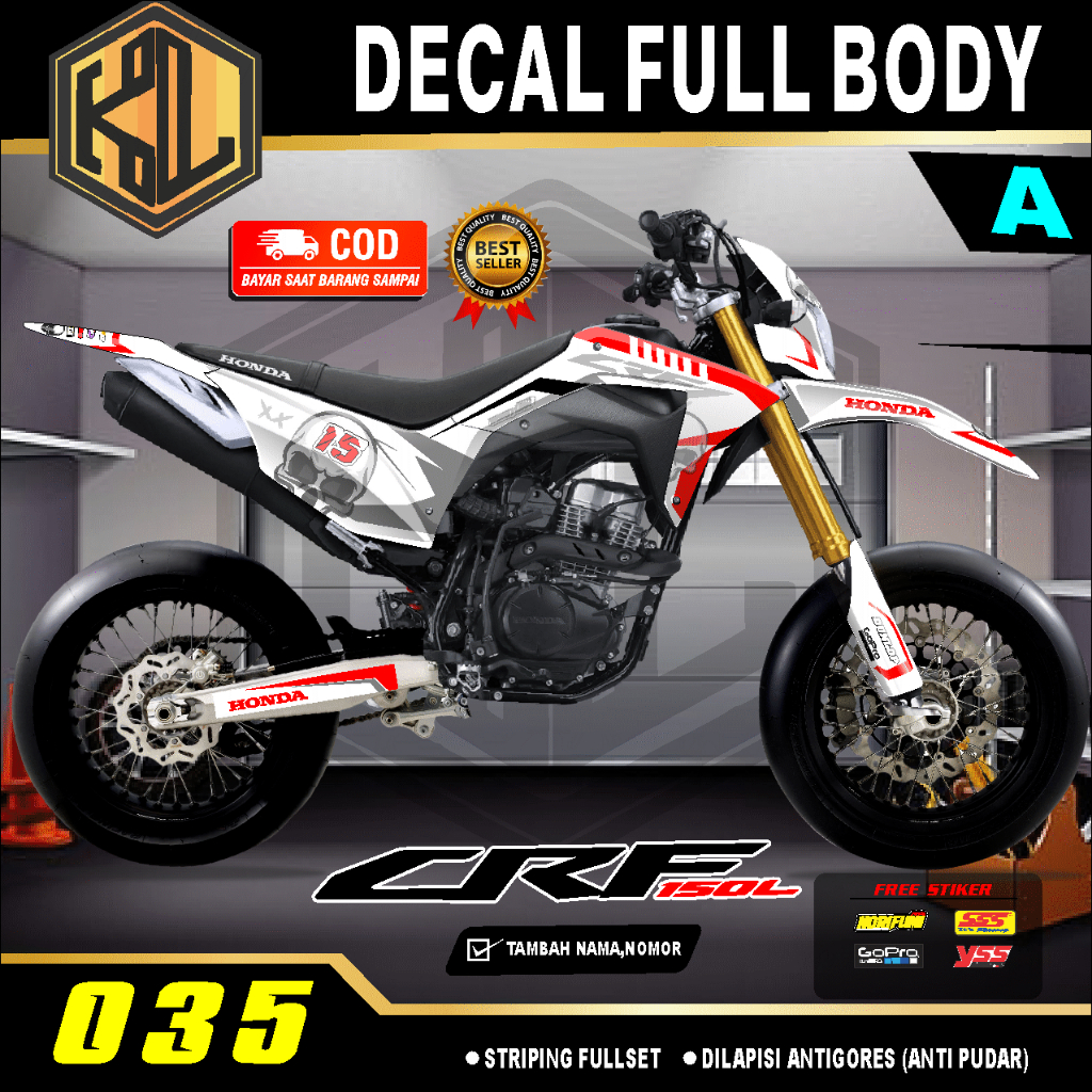 (COD) DECAL FULL BODY CRF 150-L CUSTOM BAHAN INFLEX & HOLOGRAM MOTIF MINIMALIS KL-035