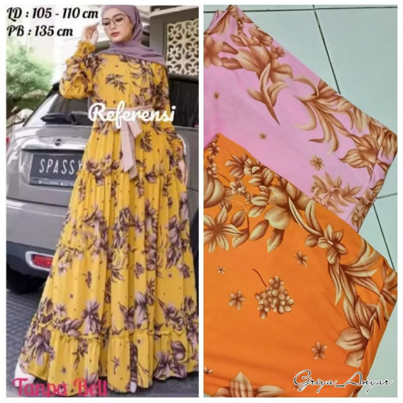 [ANDIN DRESS] GAMIS WANITA GAMIS JERSEY HYGET MOTIF BUNGA SULTAN || BEST SELLER