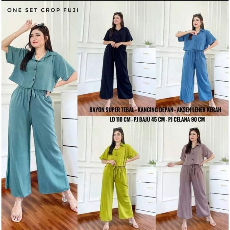 COD Setelan Crop Kancing Premium Termurah one set crop wanita