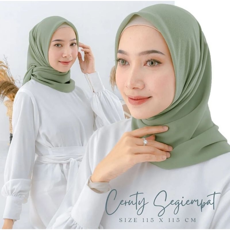 termurah hijab segi empat ceruty babydoll ukuran 115x115cm / kerudung segi empat ceruti baby doll / 
