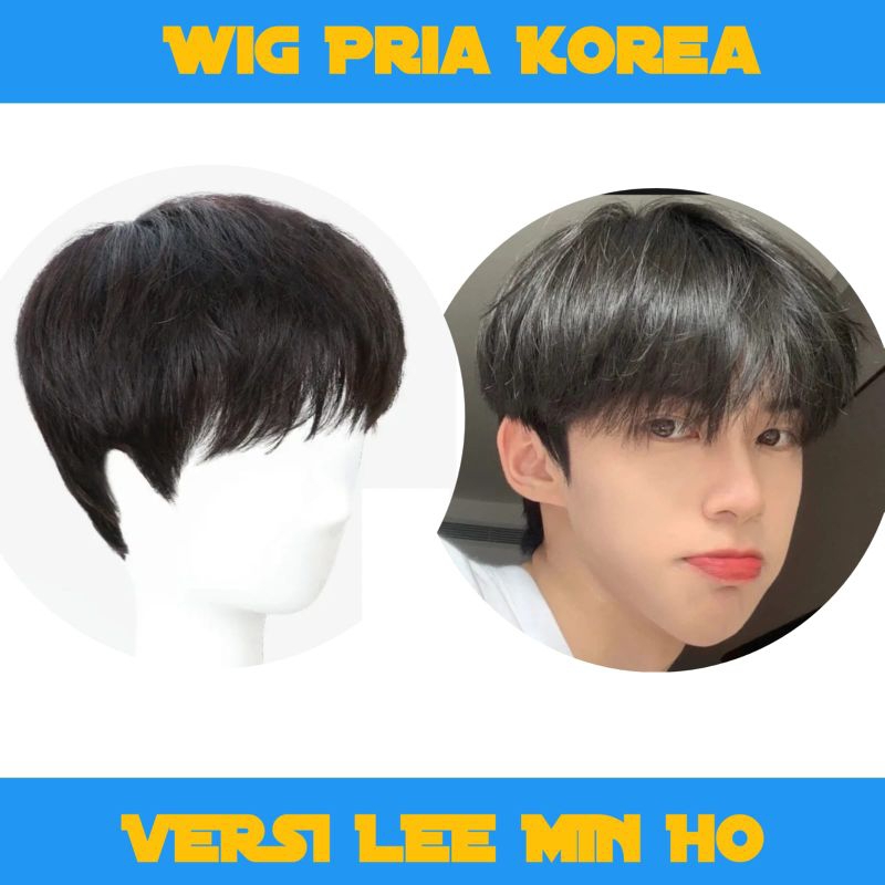 Wig Rambut Palsu Pendek Versi Pria Korea Dengan PoniLLurus