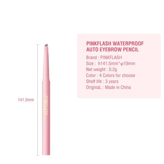 PINKFLASH Eyebrow Pencil Tahan Air Ujung pensil yang dapat Pigmen Pensil Alis waterproof