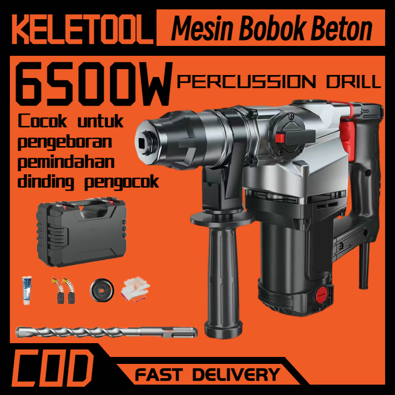 Keletool 6500w mesin bor bobok beton 3fungsi hammer drill listrik cas bor bobok beton hammer drill b