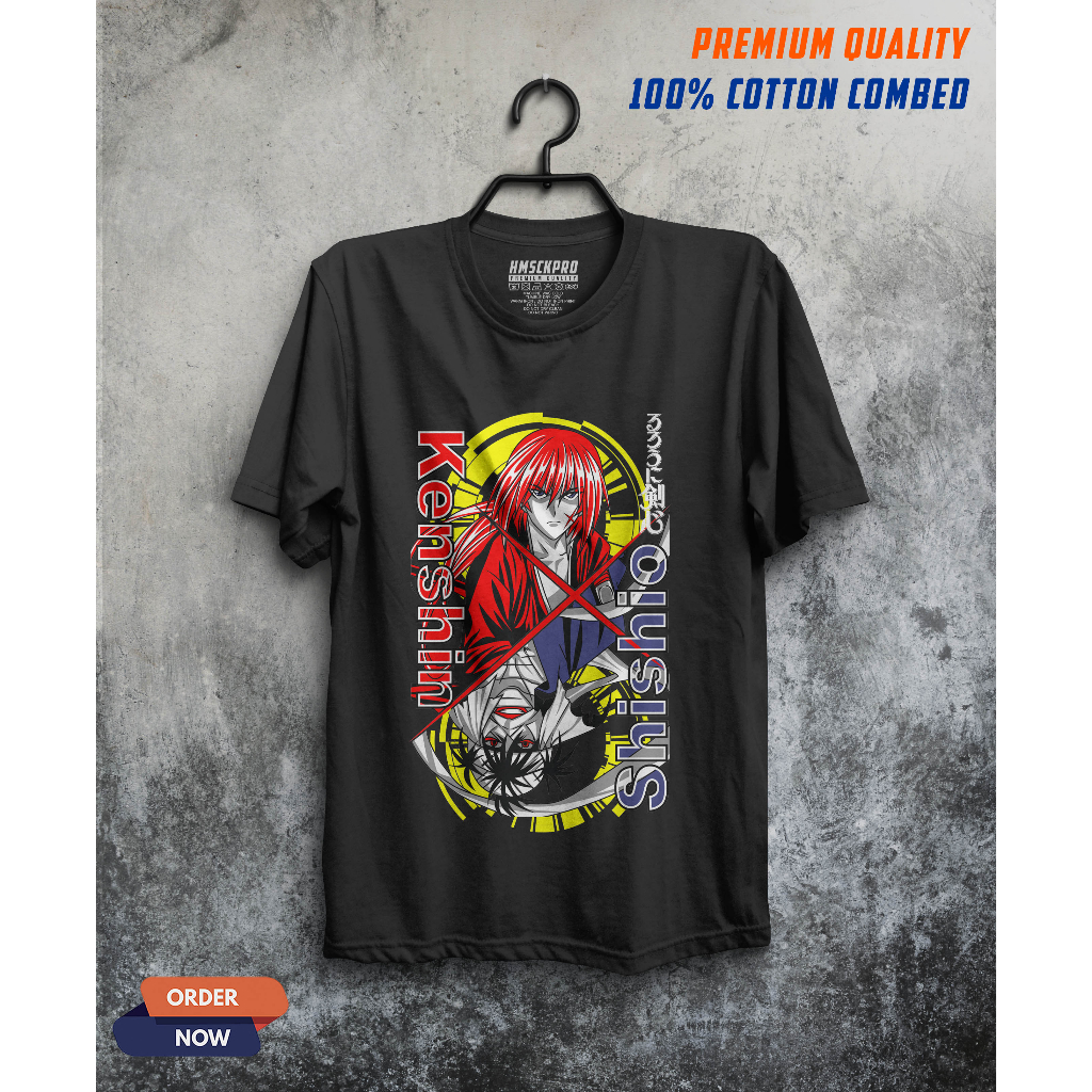 T-SHIRT DISTRO KENSHIN / KAOS KENSHIN ANIME / BAJU ATASAN PRIA