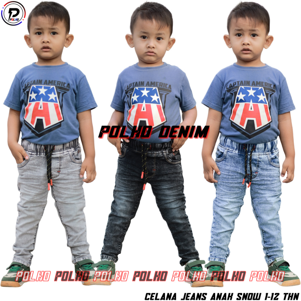 Celana Jeans Anak Snow Wast Usia 1-12 Tahun POLHO DENIM