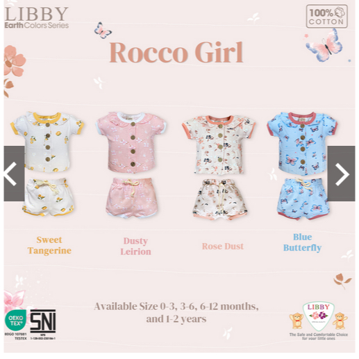 LIBBY EARTH ROCCO SET SETELAN PENDEK CELAA PENDEK MOTIF GIRL 1PCS/PACK