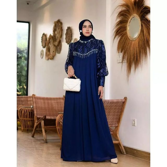 Gamis Terbaru SHEENA DRESS BAHAN CERUTY BABYDOLL MIX BRUAT APIKASI PAYET UKURAN LD 100 - 120 CM PJ 138 CM Gamis wanita terbaru 2023 Dress wanita kekinian Maxy dress wanita jumbo Pakaian muslim wanita Fahion muslim modern