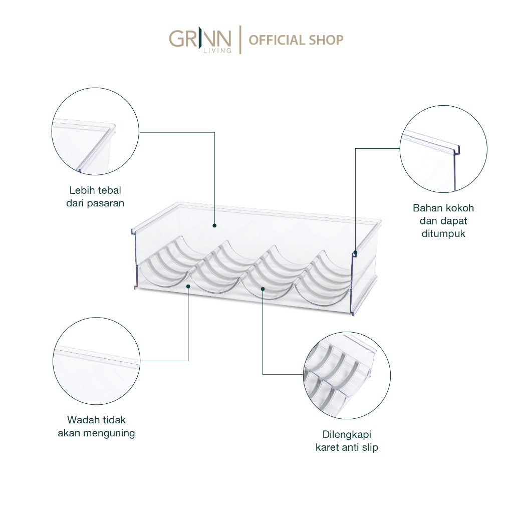 GRINN LIVING Piper Bottle Organizer / Tatakan / Wadah / Tempat Tumblr / Botol /  Aesthetic Transparan