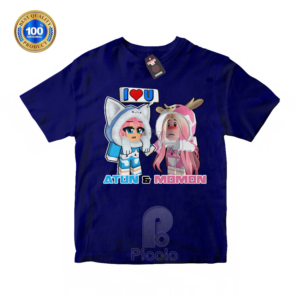 (FREE NAMA) BAJU KAOS ATASAN ANAK MOTIF KARAKTER KARTUN YOUTUBE ATUN &amp; MOMON UNISEX Bahan COTTUN