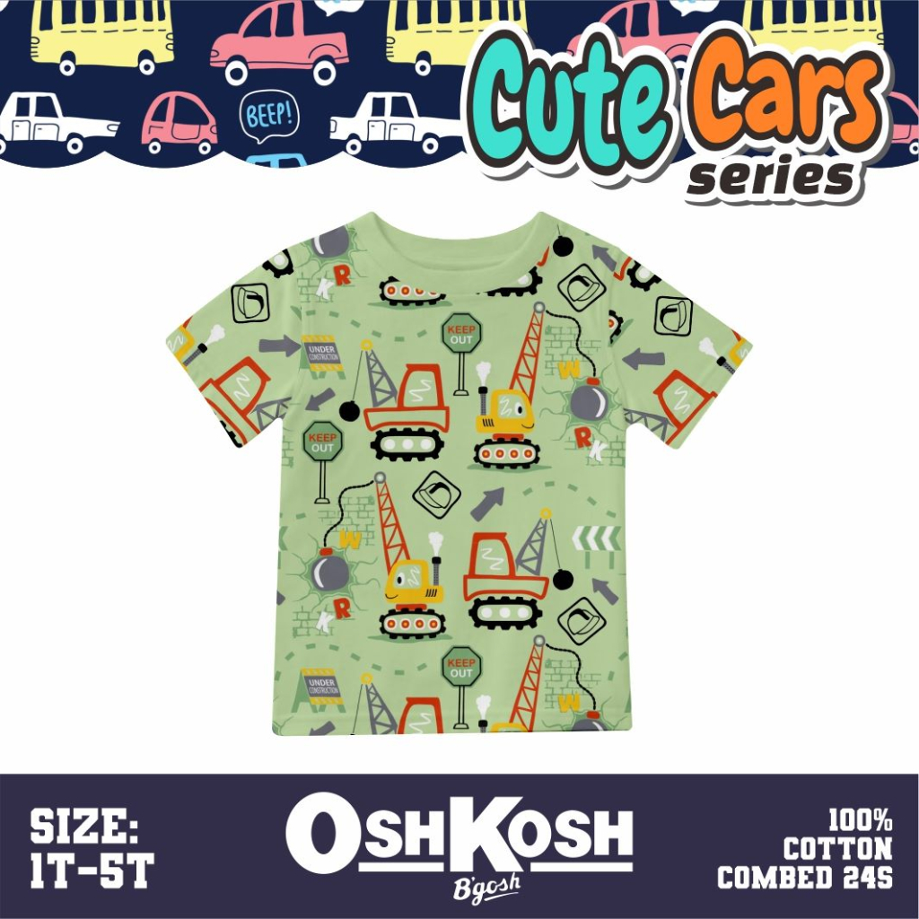 0shkosh Kaos Baby Cars Kaos Anak Usia 1 Sd 5 Tahun -KBS