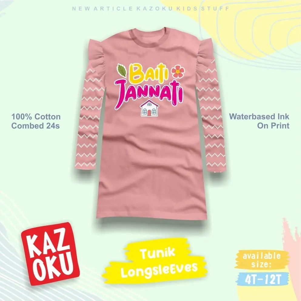 Kazoku Kaos Tunik Panjang Girl Kaos Anak Usia 4 Sd 12 Tahun -KBS