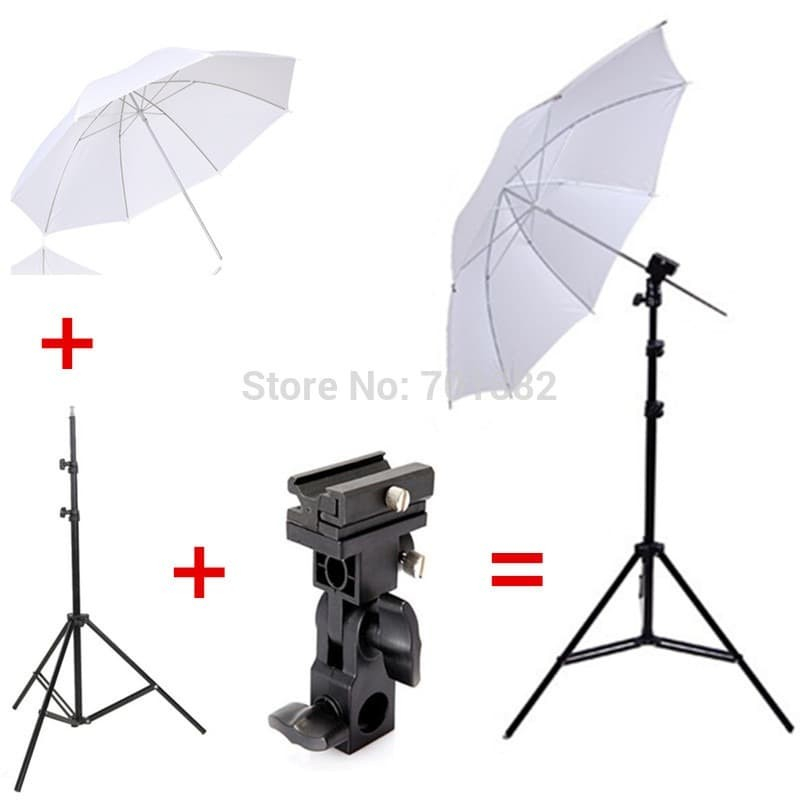 Paket Lightstand Studio 3 meter + Flash Holder + Payung putih Strobist Light Stand Lampu Studio Ring Light Make Up Fill Lighting Umbrella White