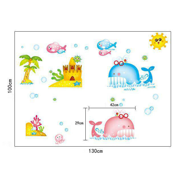 Wallstiker Dinding Happy Whale Ikan Paus AY9110 Wall Sticker Kamar Tidur Anak Aesthetic