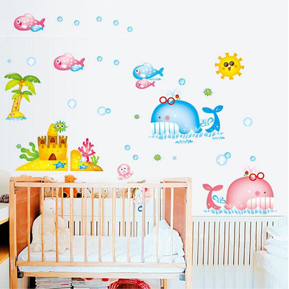 Ikan Paus Laut Lucu AY9110 - Wallstiker Dinding Kamar Tidur Anak Wall Sticker Aesthetic