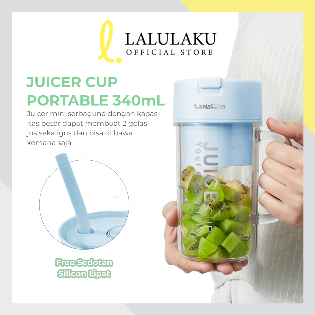 La Natuna Gelas Juice Blender 8 Pisau 340ml Portable Juicer Cup Jus USB Rechargeable
