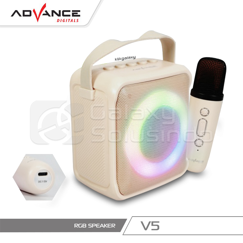 ADVANCE V5 RGB Mini Speaker With Wireless Michrophone - Beige