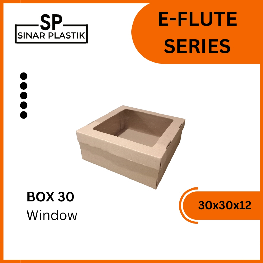 

Kotak Box E-flute 30x30x12 Window / Dus Ulang Tahun / Dus Hampers Kue / Dus Cake LC. [Min Order 5Pcs]