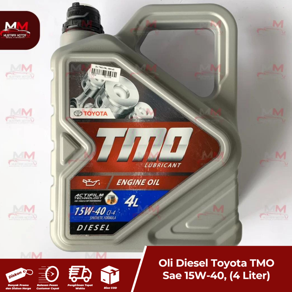 Toyota Genuine Oil TMO Diesel 15W-40 SN Oli Mobil Oli Mesin Diesel Toyota TMO Sae 15W-40, (4 Liter)