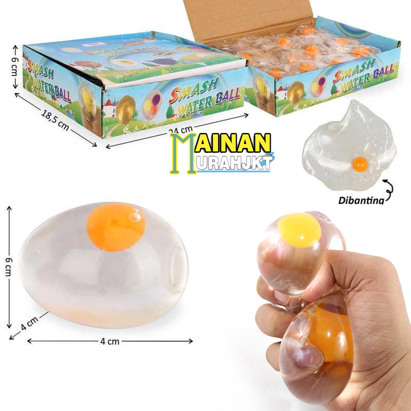 MAINAN ANAK SQUISHY GENGGAM TELUR STRESS BALL TELUR BANTING SMASH WATER BALL TELUR BENING