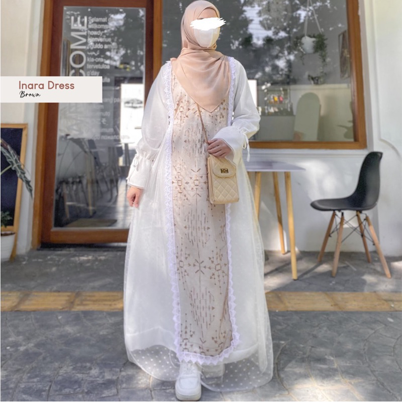 Mininos Inara dress Gamis Mosscrepe Kondangan Remaja