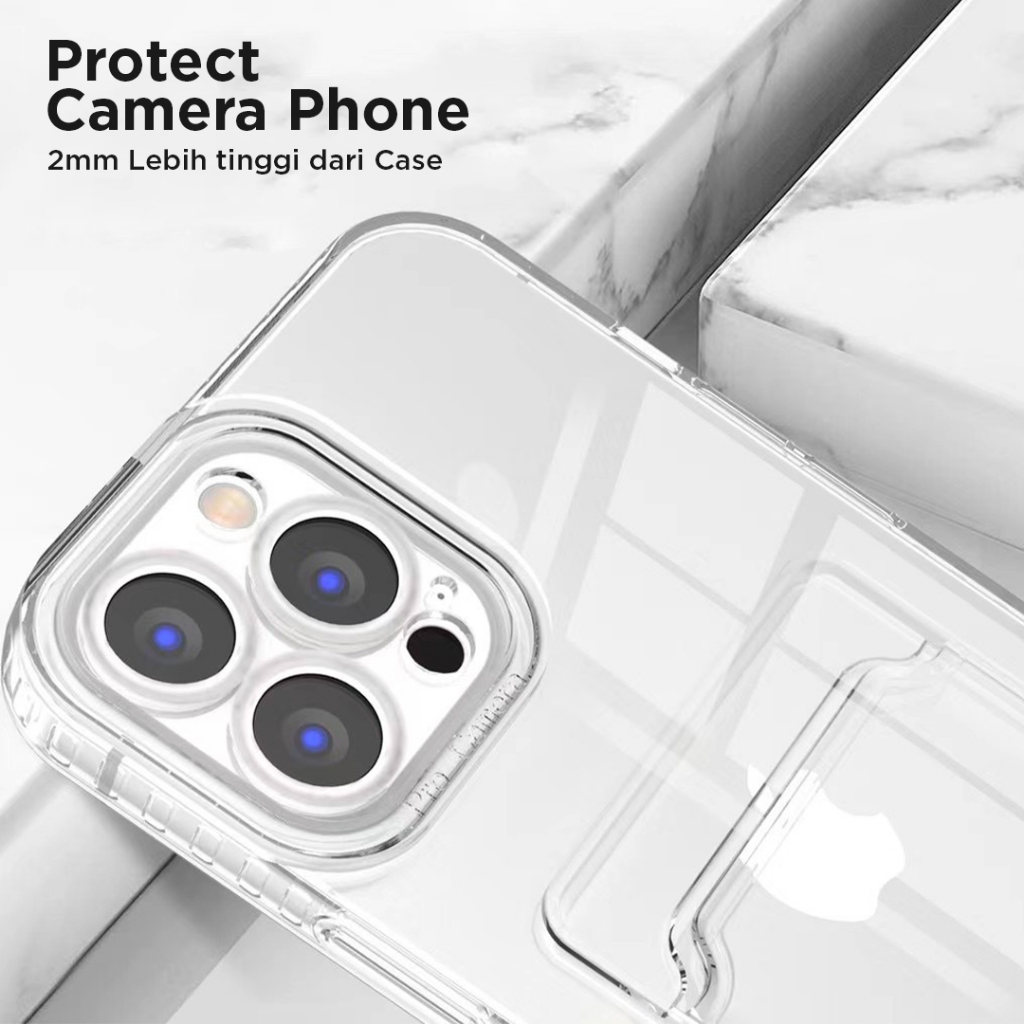 Inbox Clear Card Case for iPhone 11 12 13 Pro Max Samsung S23 Ultra | Casing dengan Slot Card Holder