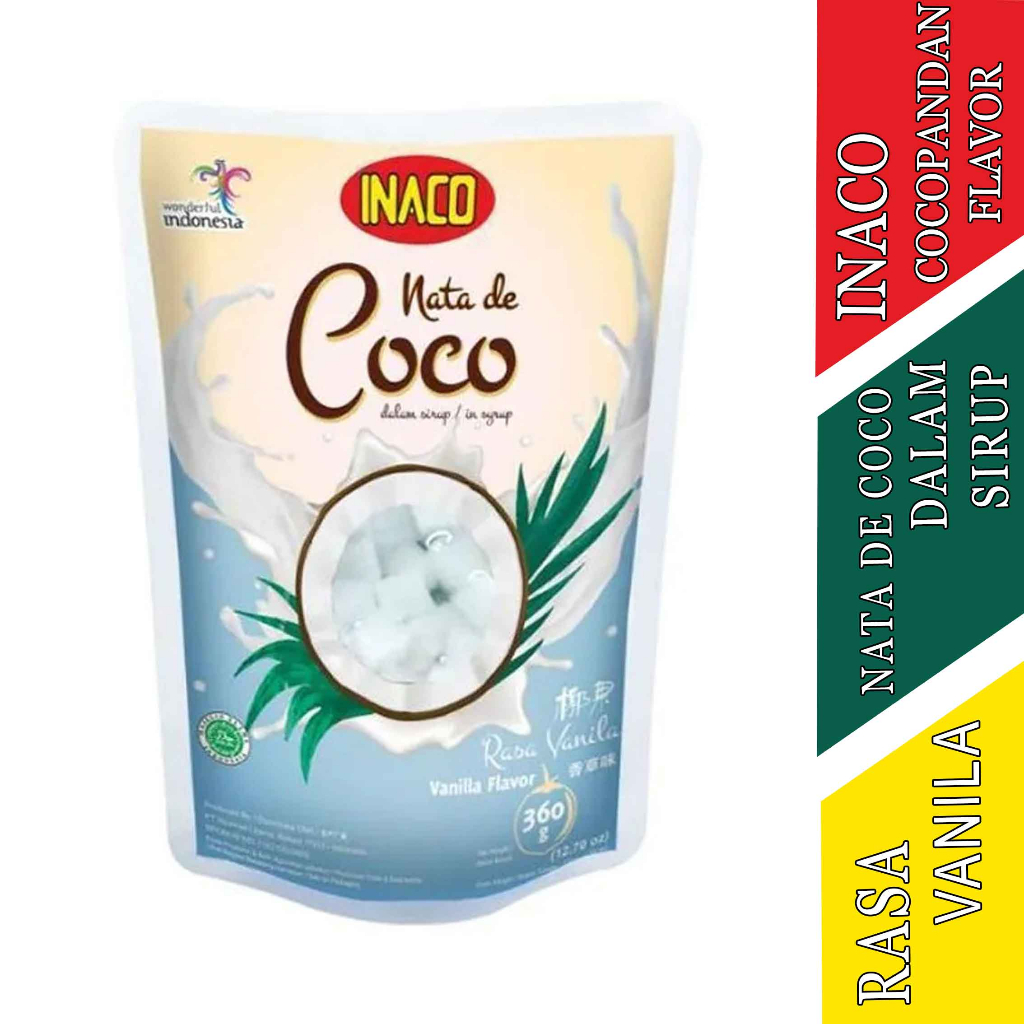 

Minuman Rasa Vanilla Flavor - Inaco Nata De Coco - Minuman Coconut Gel - 360gr