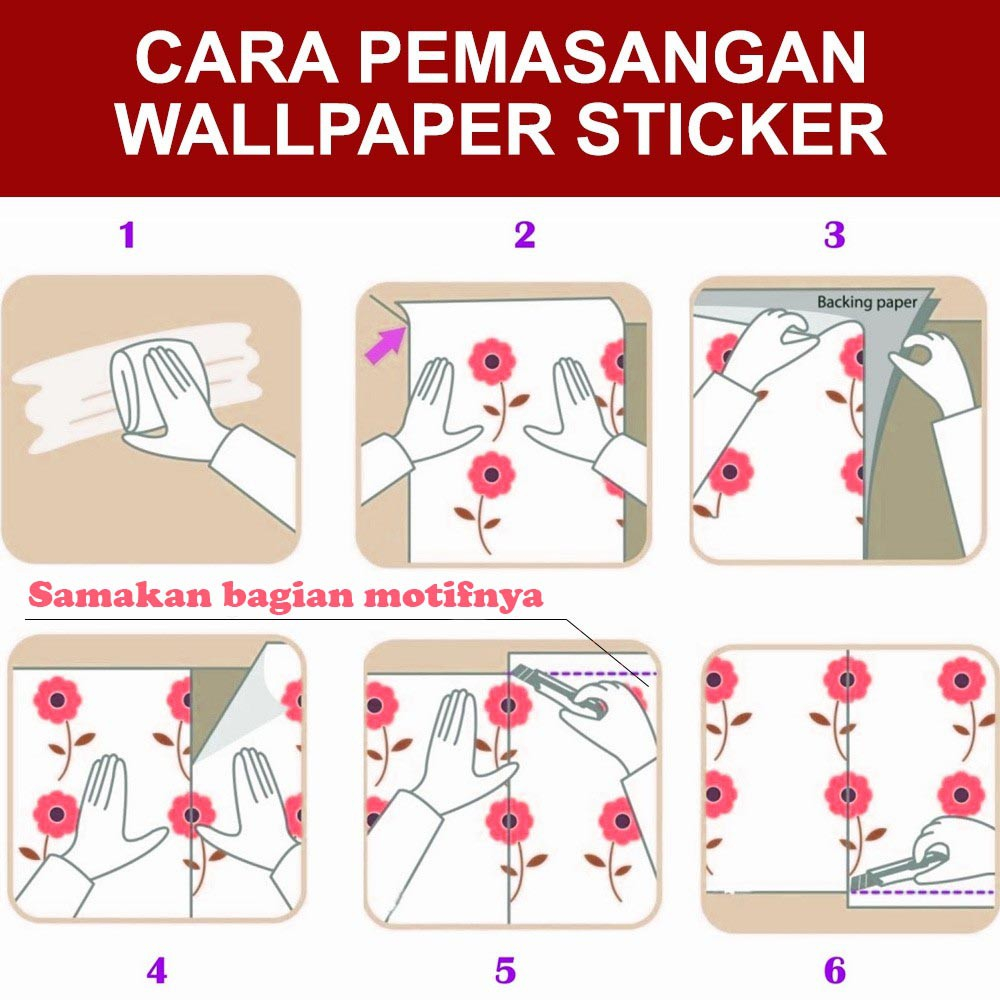 (PROMO) Gudang Wallpaper Stiker Dinding Kamar Tidur Motif Bunga Sakura Vintage Aesthetic Bahan PVC Premium Anti Air dan Anti Noda Berkualitas Terbaik Grade A+ Sudah Ada Lem