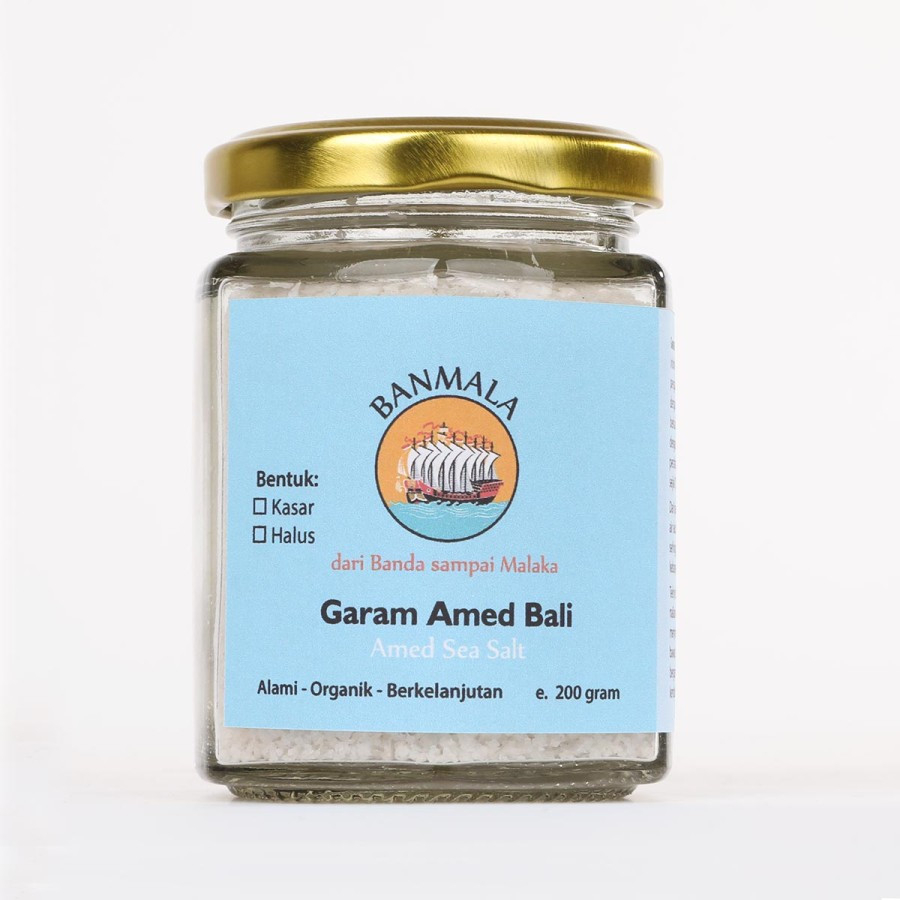 

Garam Amed Karang Asem laut Bali gourmet sea salt glass jar Banmala