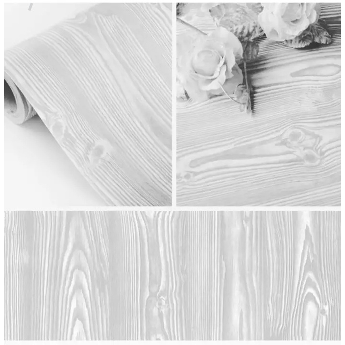 (PROMO) Gudang Wallpaper Stiker Dinding Kamar Tidur Motif Kayu Silver Vintage Aesthetic Bahan PVC Premium Anti Air dan Anti Noda Berkualitas Terbaik Grade A+ Sudah Ada Lem