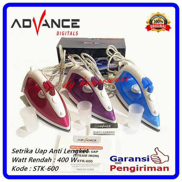 Setrika Uap Listrik Gosokan Baju Uap Hemat Listrik Advance STK-600