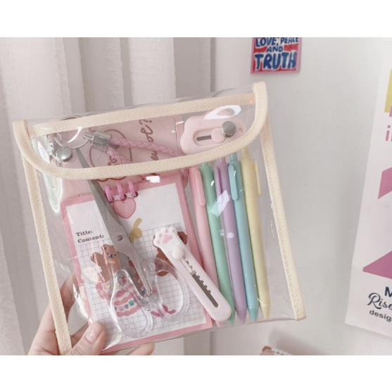 Pouch Map Transparan Puch Bag Kosmetik Naira Cute Korea Style Murah