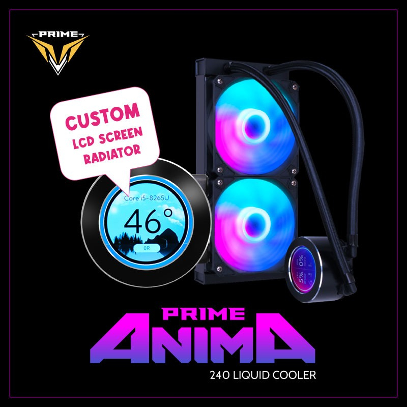 PRIME PREMIUM ANIMA 240MM BLACK - Liquid Cooler LCD Display Custom