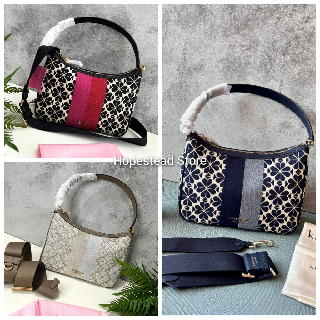 Tas Wanita KS Flower Jacquard Stripe Sam Small Shoulder Bag 25 x 20 x 9.5 cm Original