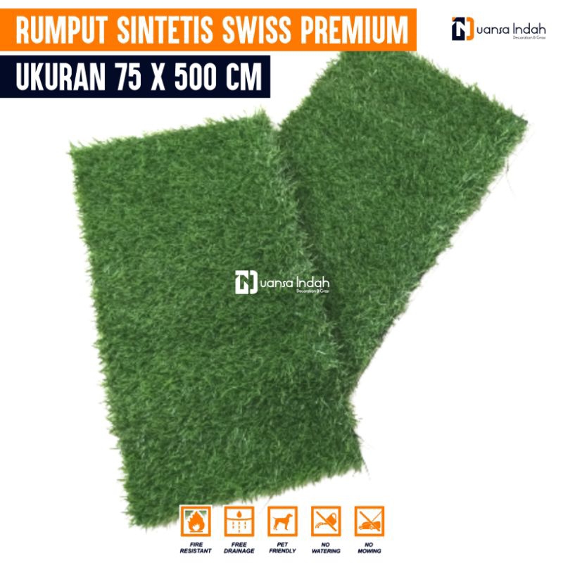 RUMPUT SINTETIS SWISS PREMIUM UKURAN 75 CM X 5 METER