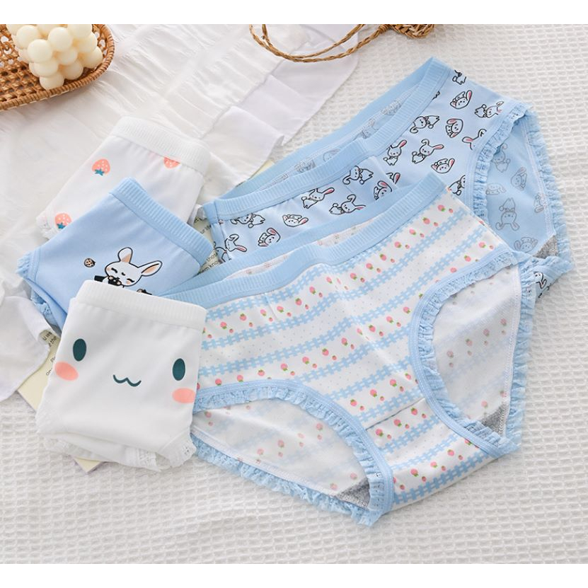 Celana Dalam Mid Waist Wanita Katun Motif Rabbit Women CD013