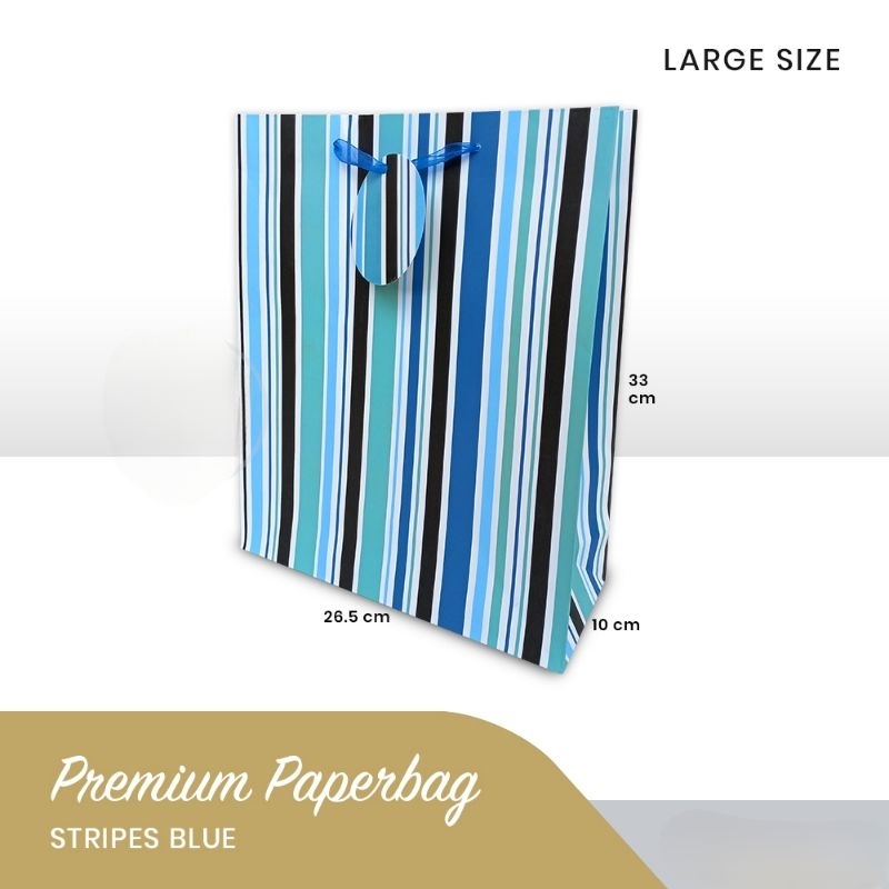 

Paperbag Large - Stripes Blue uk 26.5 x 10 x 33cm