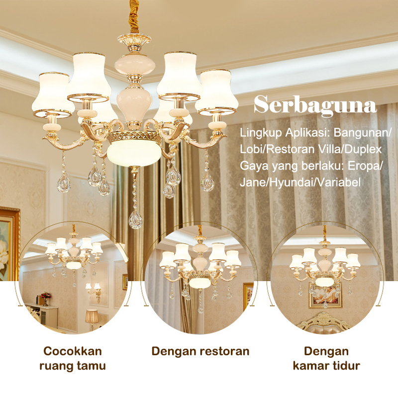 Lampu Gantung Ruang Tamu Minimalis Modern K9 kristal Chandelier lampu baru restoran mewah paket pencahayaan 3 Warna Ruang Tamu Meja Makan Kamar Tidur Lampu Hias Hotel Vila Pernikahan Wedding (Termasuk E14 Bulb)XY