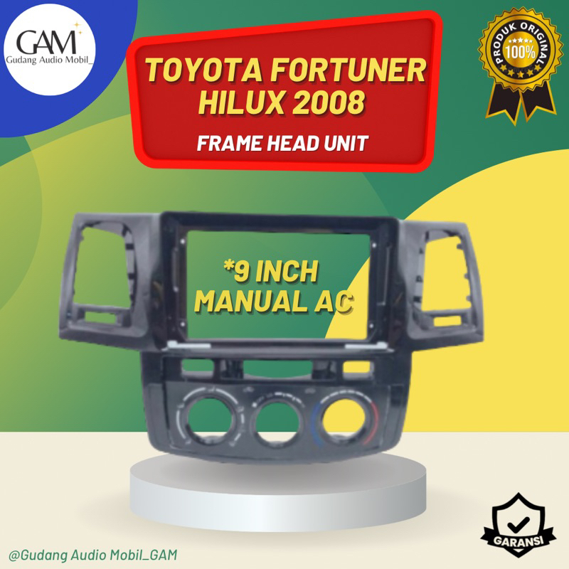 FRAME HEAD UNIT ANDROID 9 INCH TOYOTA FORTUNER / HILUX 2008 - 2014