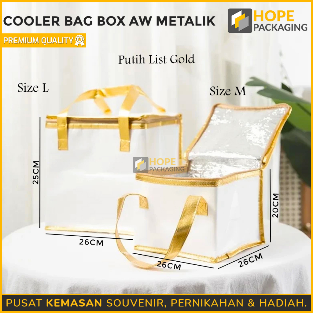 Tas Cooler Bag Box AW METALIK / Box Pendingin Makanan / Tas Pendingin Makanan / Tas Piknik / Cooler 