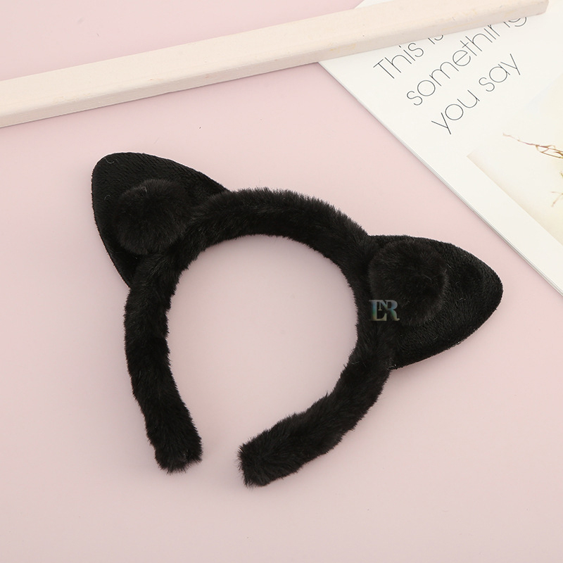 LNR Shop Bando Full Bulu Halus untuk Anak Anak Telinga Kelinci Rabbit dengan Pom Pom Bulu Bulu Nyaman Tidak Sakit Saat Dipakai Aksesoris Rambut Bondu Kawat Hairband Hiasan Kepala Bandana