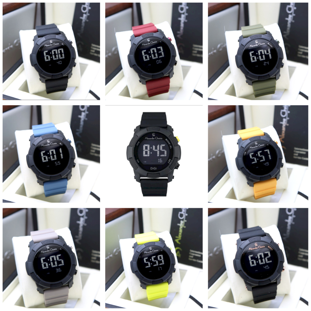 Jam Tangan Pria AC Alexandre Christie 9367 Digital Original - Tali Karet