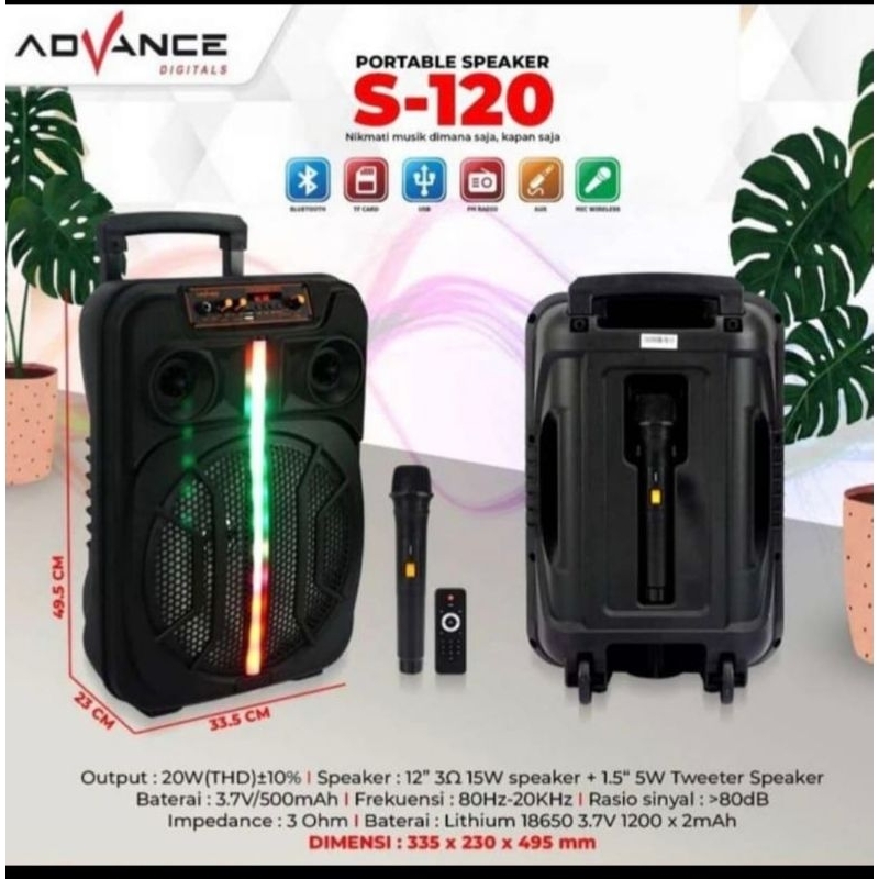 Speaker Aktif Portable ADVANCE K883 8 INCH BT Mic Wireles