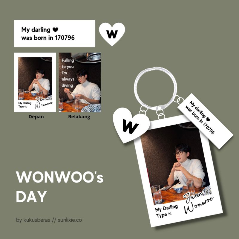 WONWOO birthday keychain keyring svt seventeen gantungan kunci ganci cahol lucu fanmade fml pc photo