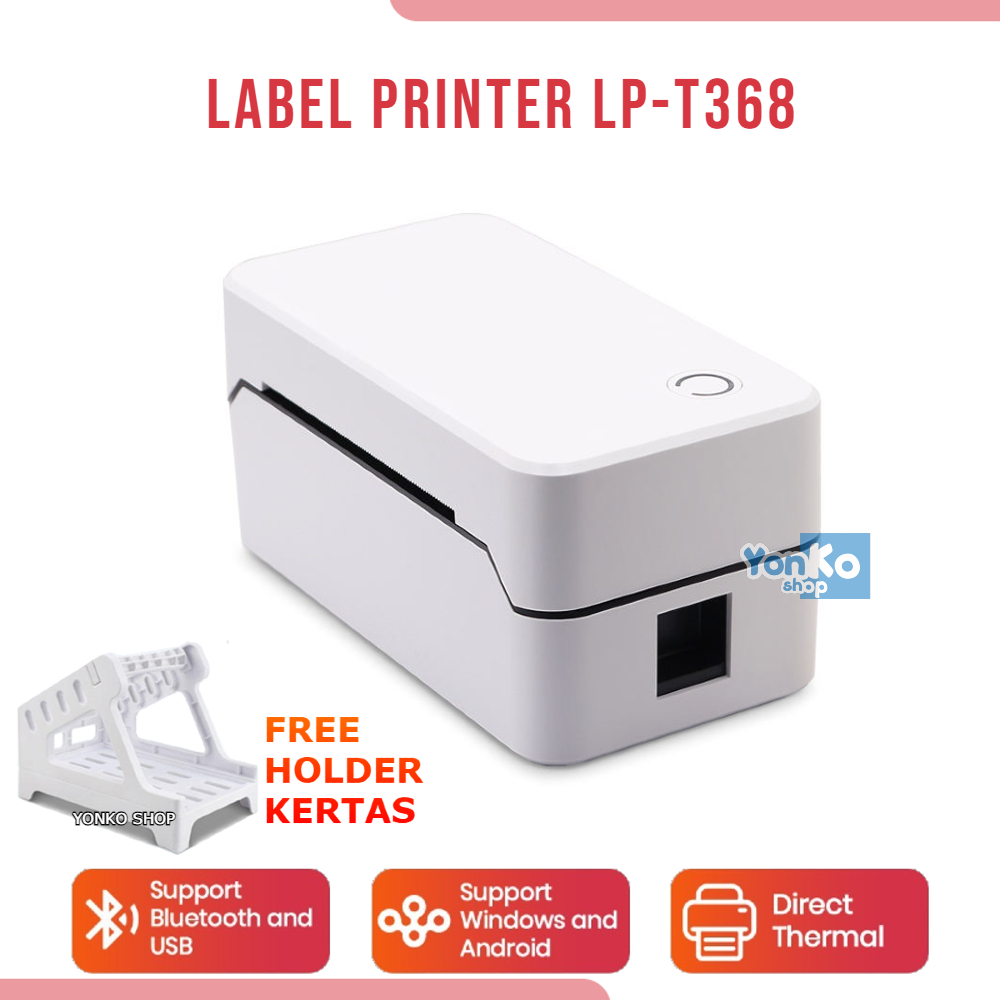

Label Printer IWARE LP-T368 USB Bluetooth Barcode Printer Sticker Label Cocok Label Pengiriman Resi dll Free Holder Kertas Roll / Lembaran