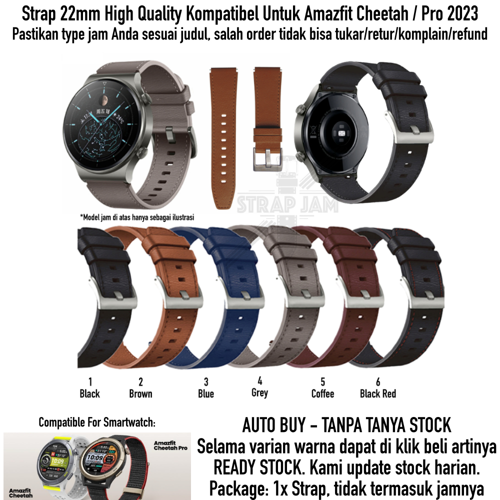 ZGT 22mm Tali Jam Amazfit Cheetah / Pro 2023 - Strap Leather Kulit Quick Release