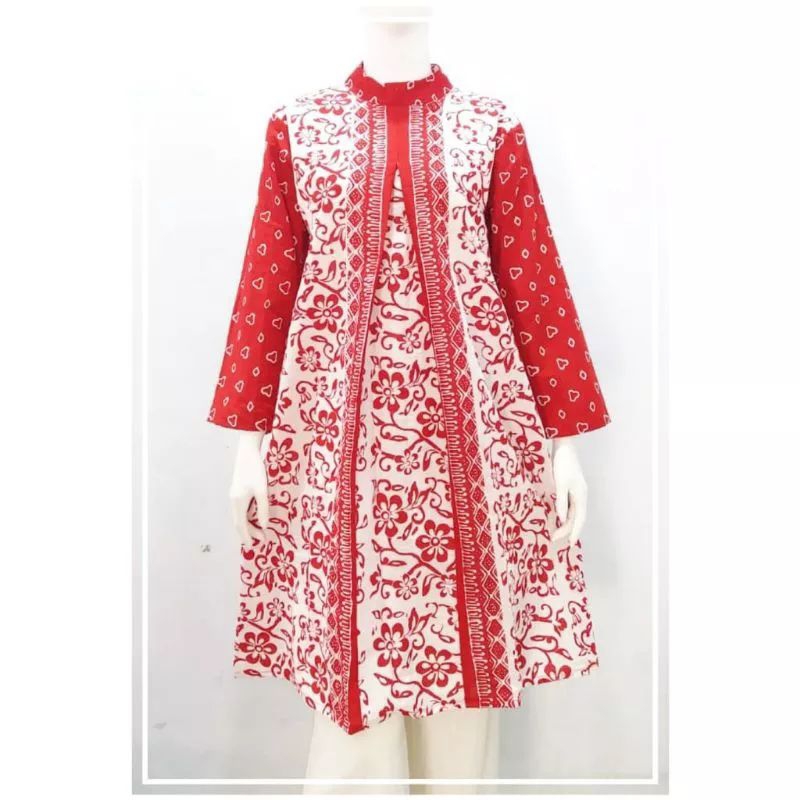 Tunik amarilys pias garutan merah putih katun solo batik trendy