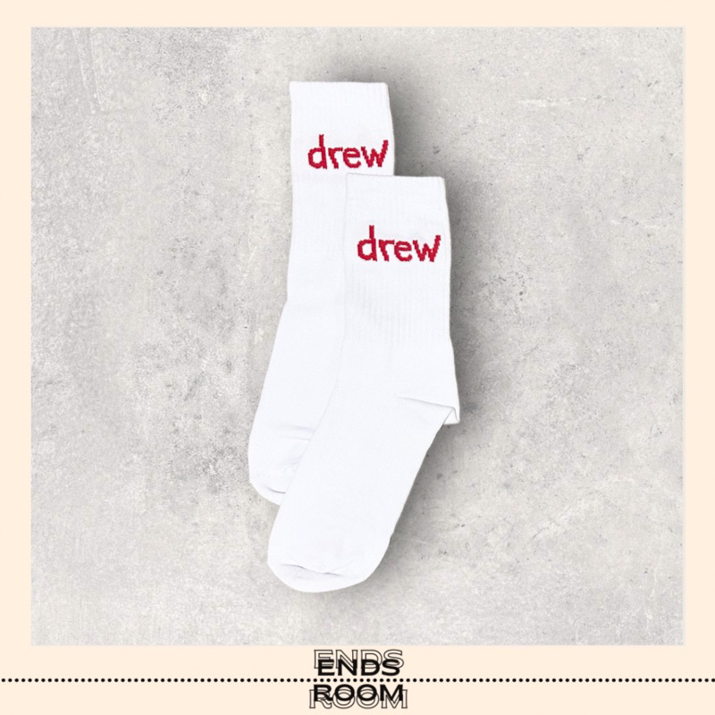 KAOS KAKI PANJANG PUTIH MOTIF DREW MERAH