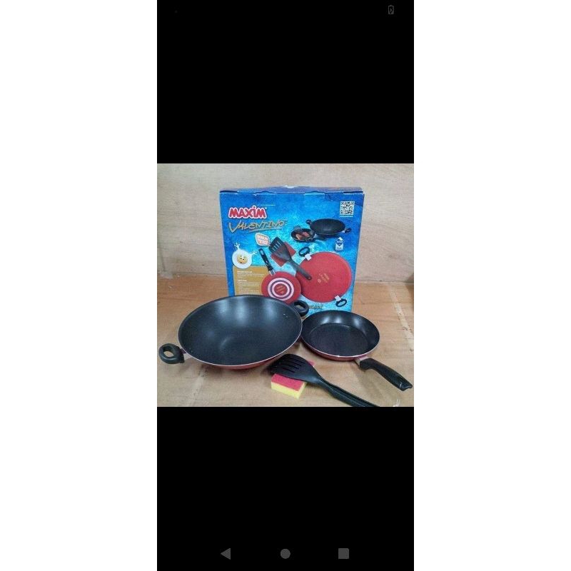 Maxim Valentino set 2 in 1 | wajan Maxim teflon anti lengket 30 dan 22 cm