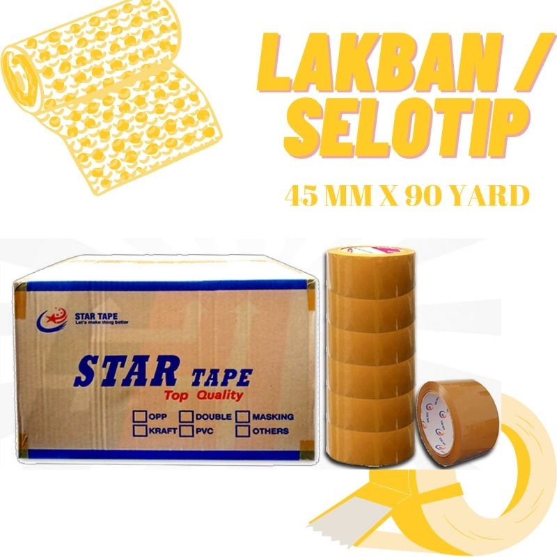 

Lakban / Selotip Murah 1 Dus Merk StarTape 45MM X 90 Yard
